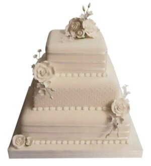 White Wedding Rose Cake