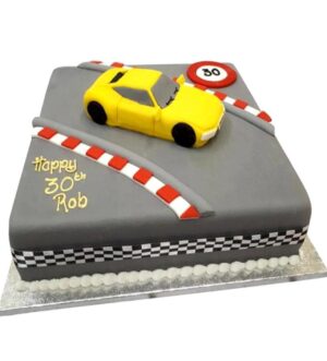 Car on a Racing Track Cake