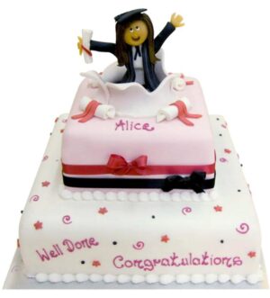 Graduate Popping Out of Cake